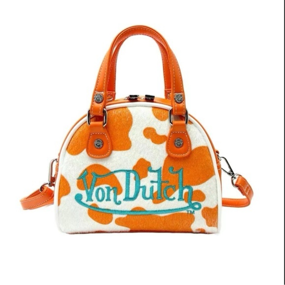 Von Dutch Orange and White Satchel